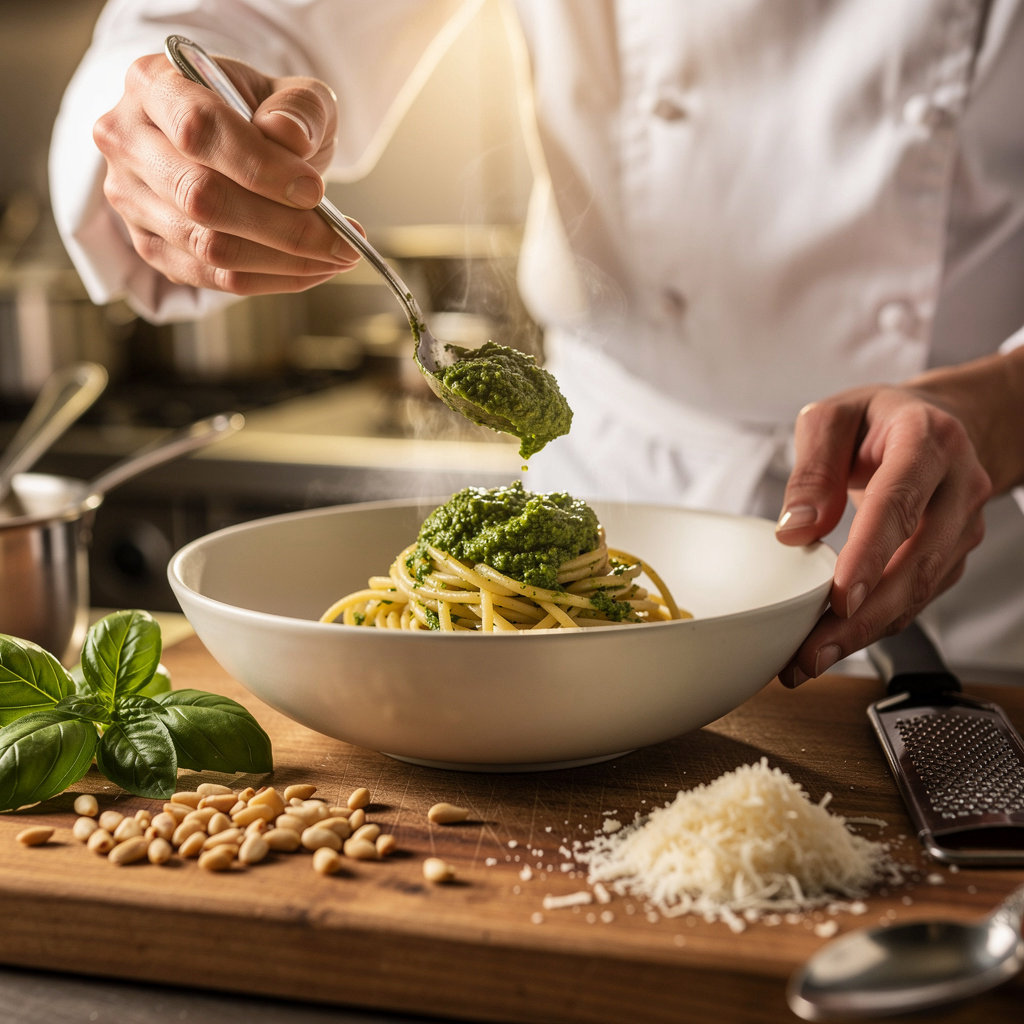 Pesto Italian Craft Kitchen San Diego chef preparing authentic Italian cuisine using traditional craft techniques